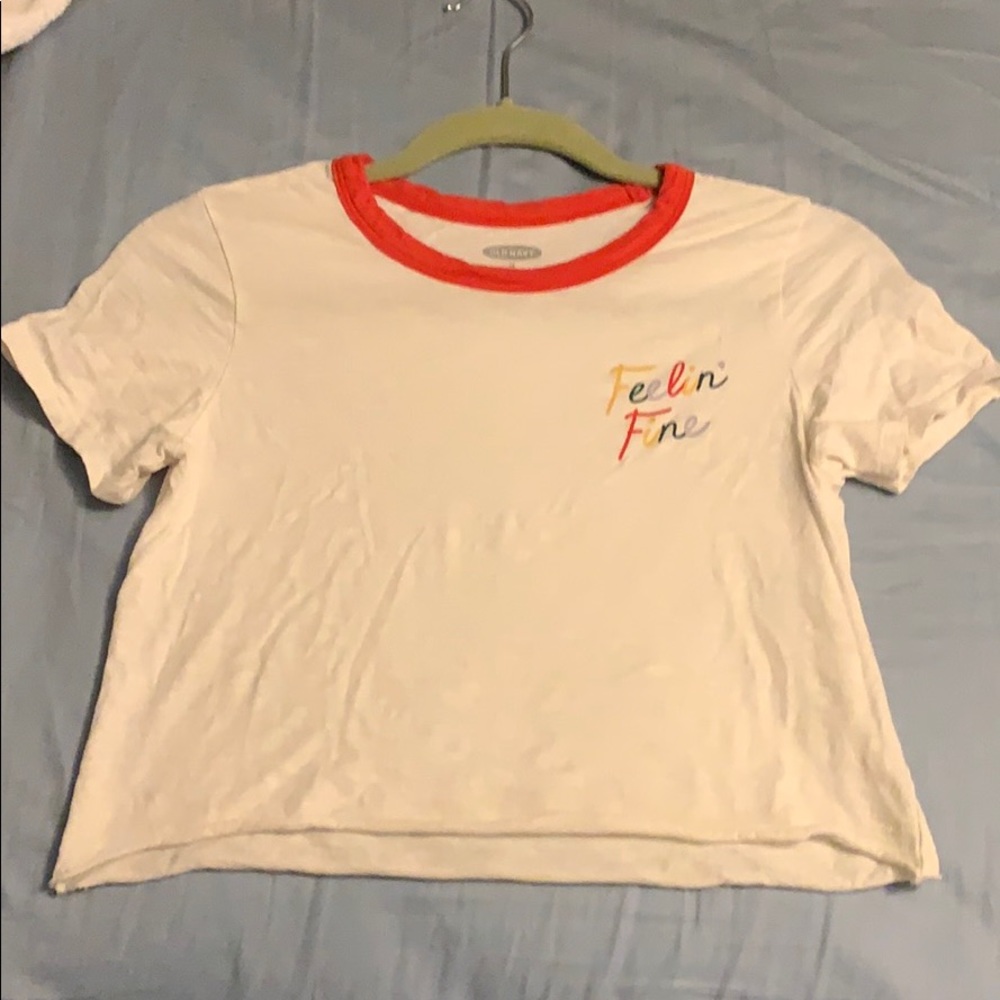 White cropped T-shirt “Feellin’ fine”